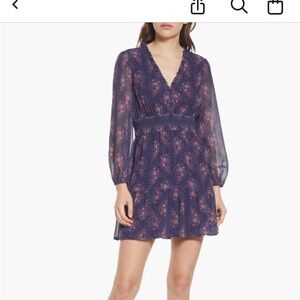 PAIGE Navy Floral Long Sleeve Dress